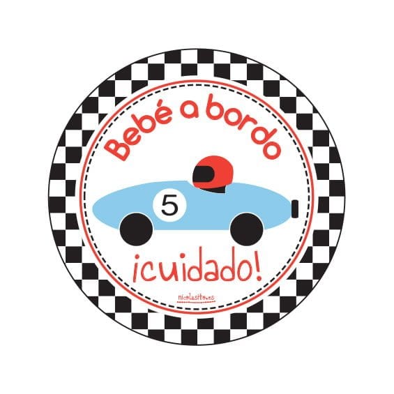 Pegatina Bebe a bordo carreras #color_Azul cielo