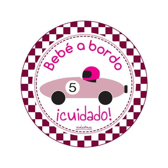 Pegatina Bebe a bordo carreras #color_Rosa