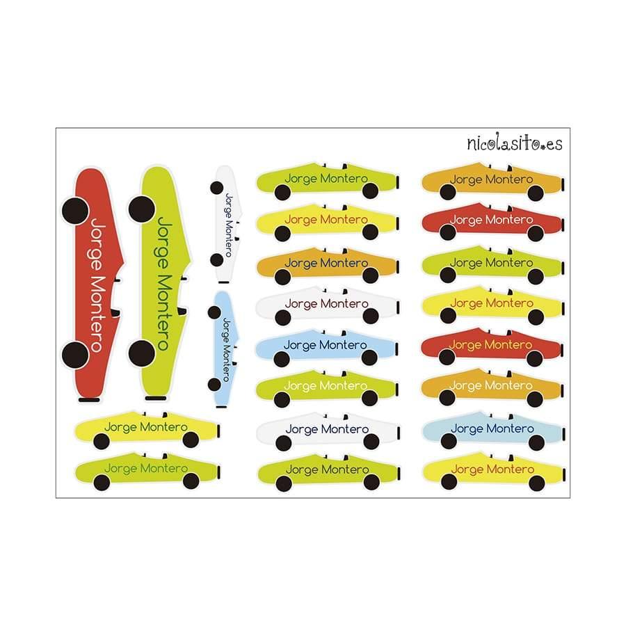 Pegatinas personalizadas Coches multicolor Nicolasito