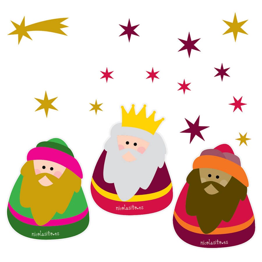 Dibujos de los Reyes Magos y Papá Noel - Colgadores Navidad