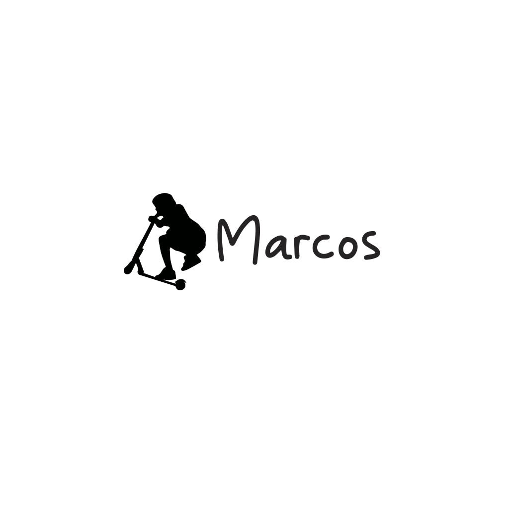 Detalle del sello para marcar ropa Patinete modelo 1, sello personalizado infantil con diseño sencillo y tinta textil resistente al lavado - Nicolasito.es #Iconos_Patinete 1