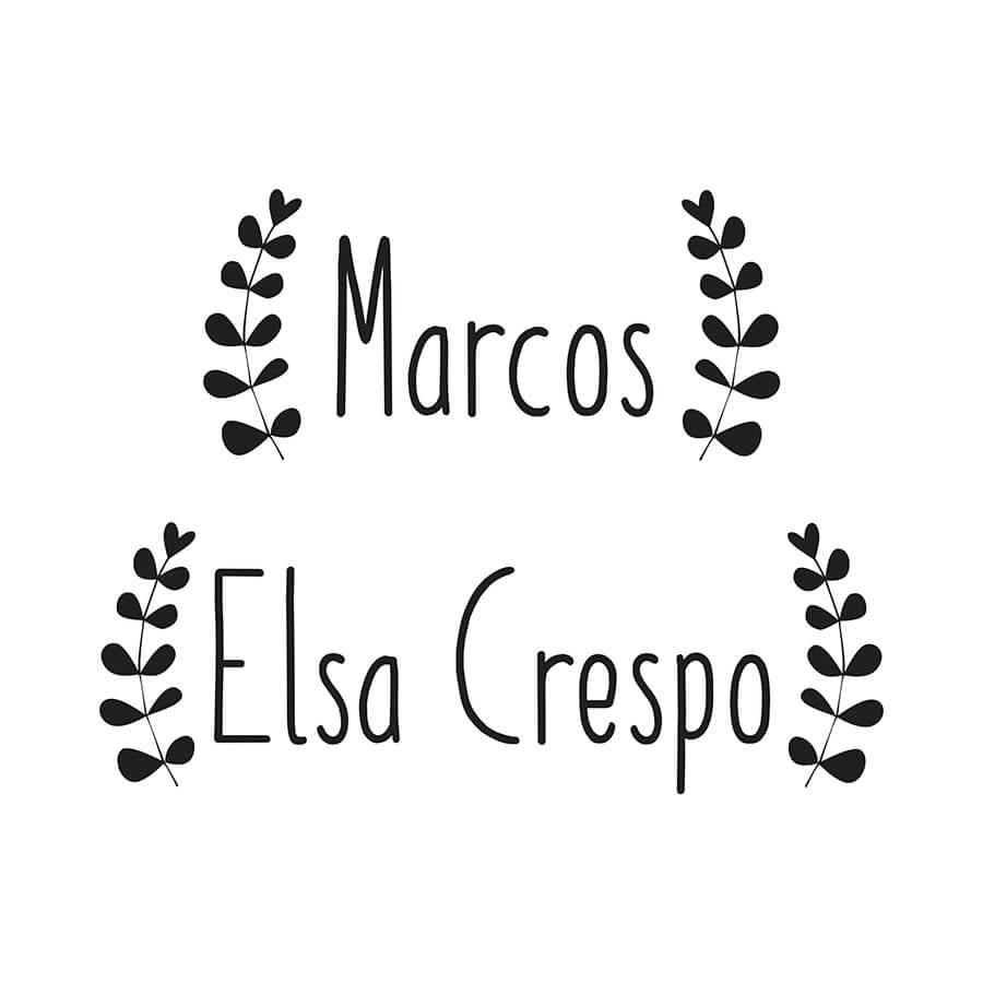 Primer plano del sello marcar ropa Eucalipto, diseño limpio con ramas de eucalipto y texto personalizable, marcador textil duradero y fácil de usar - Nicolasito.es