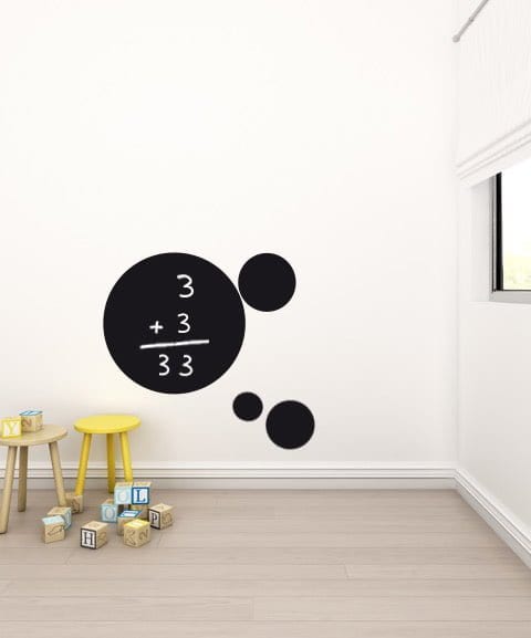 Pizarra de pared redonda tamaño grande integrada en decoración infantil, vinilo pizarra perfecto para escribir y dibujar - Nicolasito.es #medidas_Grande