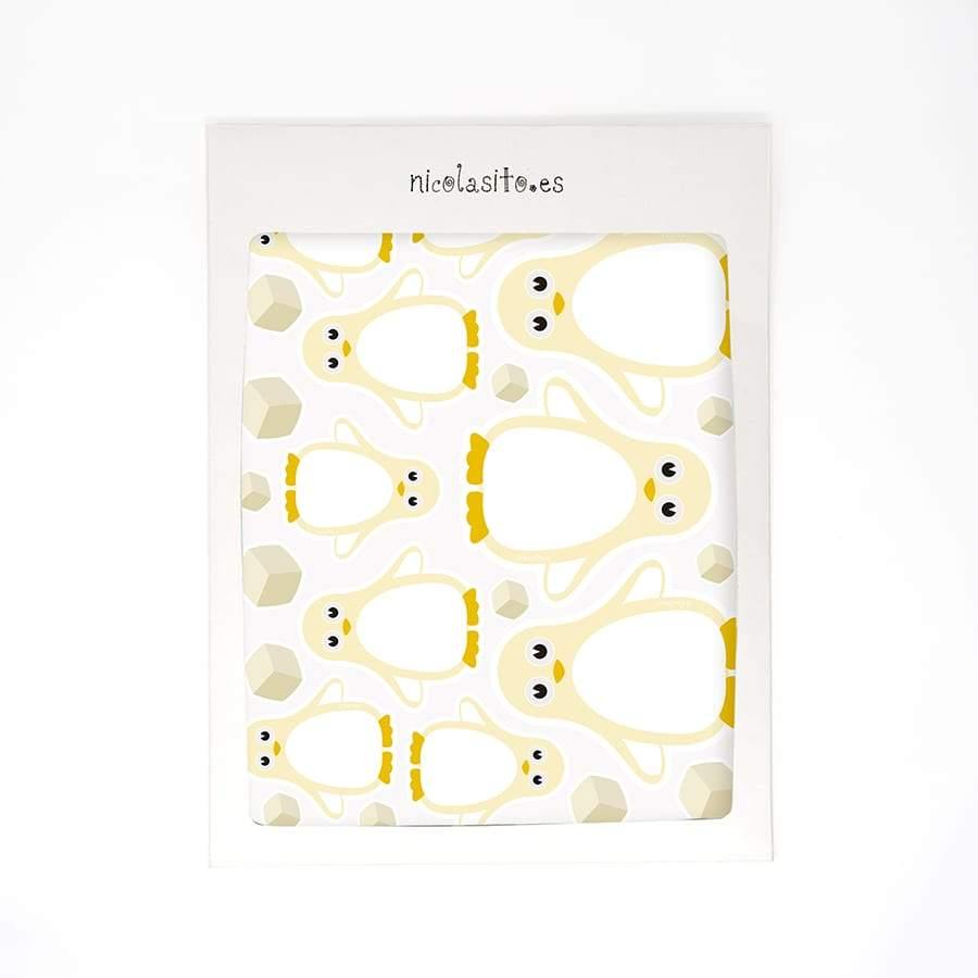 Pack de pegatinas antideslizantes con pingüinos beige y cubitos de hielo para bañeras y duchas infantiles, fáciles de aplicar y resistentes - Nicolasito.es #color_Beige