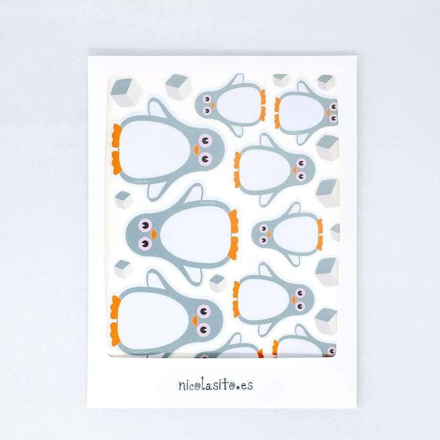 Vinilo antideslizante infantil con pingüinos y cubitos de hielo para bañeras y duchas, diseño divertido y seguro para niños. Antideslizantes bañeras Pingüinos grises - Nicolasito.es #color_Gris Claro