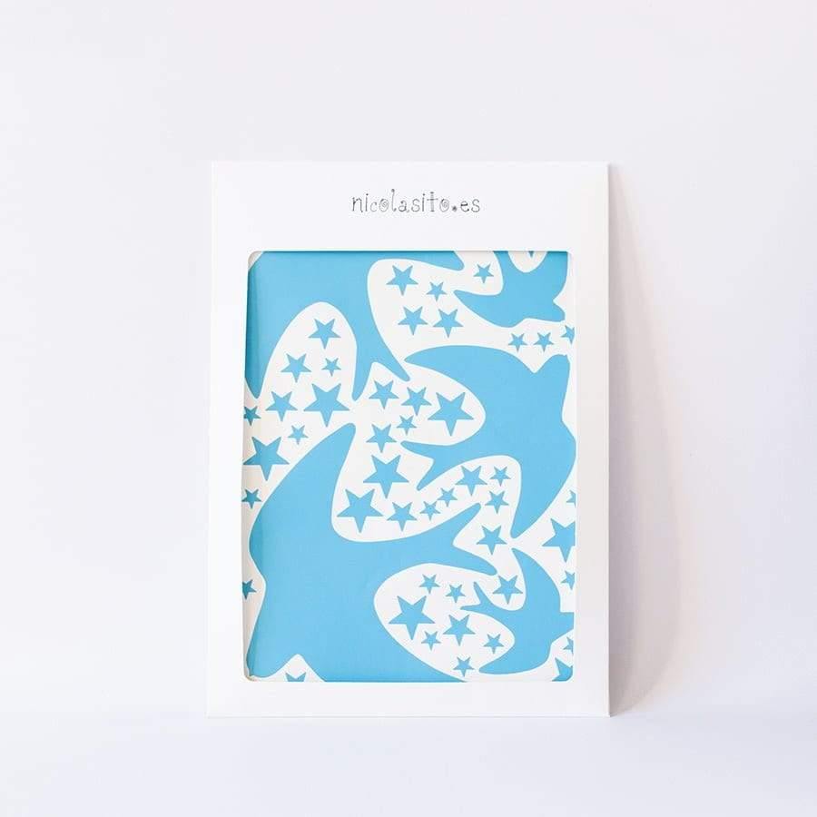 Caja del vinilo pared golondrinas mostrando presentación elegante y moderna - Nicolasito.es #color_Azul