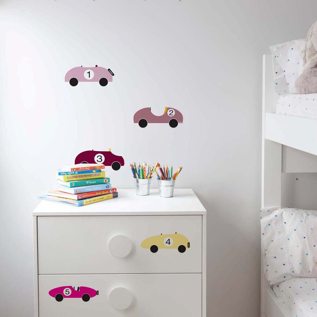 Vinilo removible con diseño de coches clásicos ideal para decorar espacios pequeños - Nicolasito.es #color_Rosa