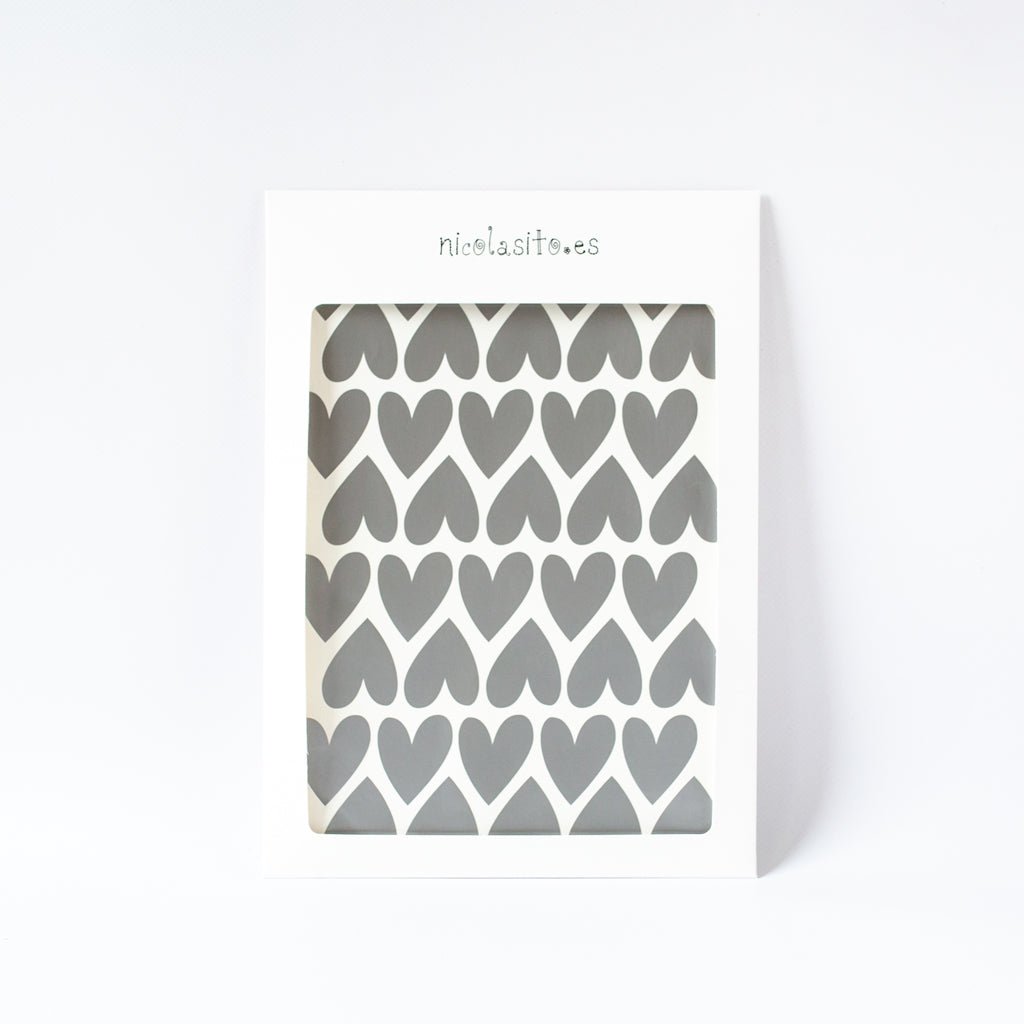 Vista frontal del paquete de vinilo adhesivo mini corazones para pared - Niclasito.es #color_Plata