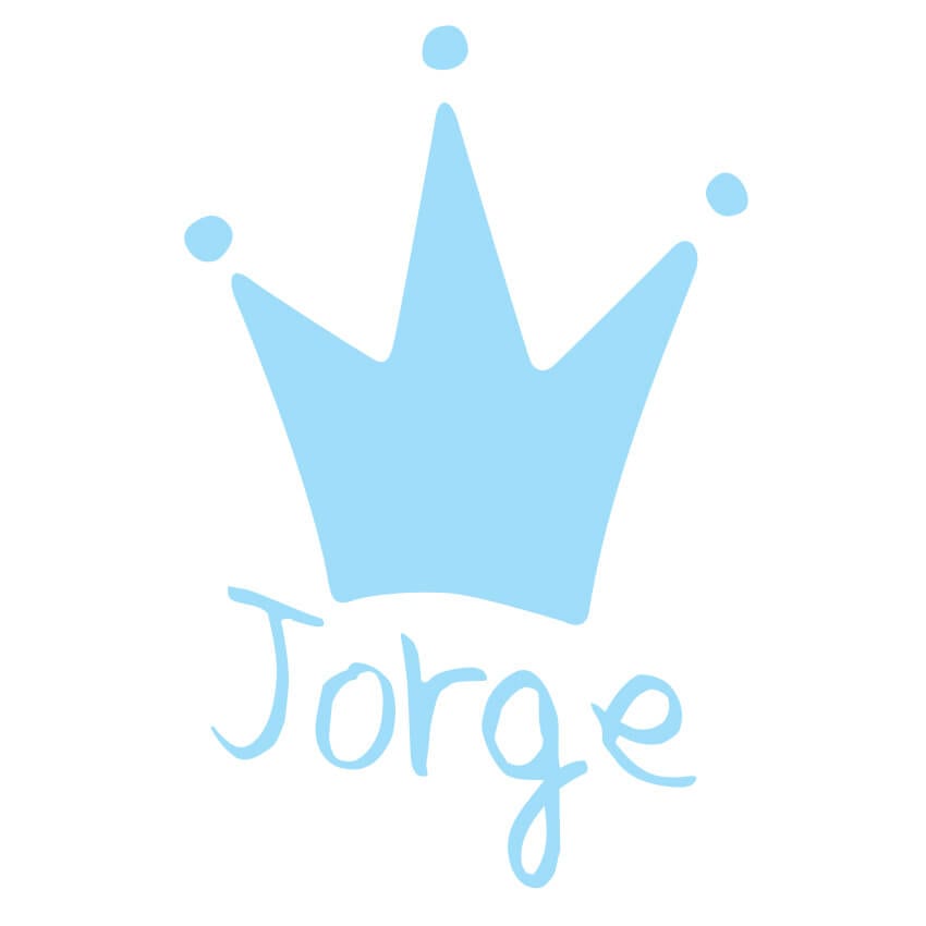 Detalle del vinilo infantil Corona personalizado en color azul cielo, diseño delicado para habitaciones infantiles con decoración clásica - Nicolasito.es #color_Azul cielo