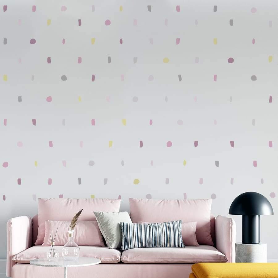 Decoración de pared con Vinilo manchas salón nicolasito #color_Pastel rosa
