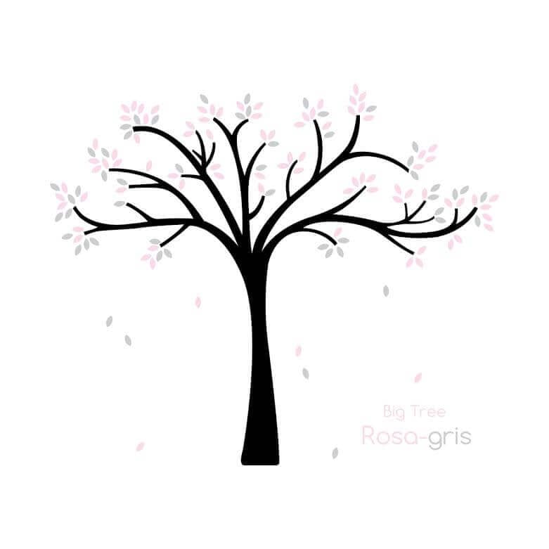 vinilo árbol grande de hojas grises y rosas de nicolasito #color_Arbol hojas Rosa Gris
