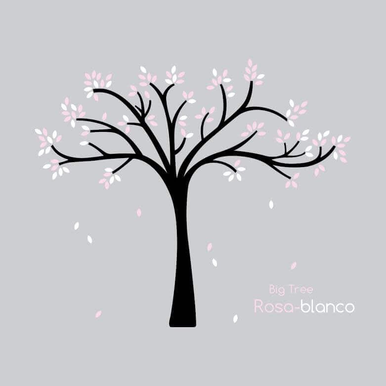 vinilo árbo grande con hojas en rosa y blanco de nicolasito #color_Arbol hojas Rosa Blanco