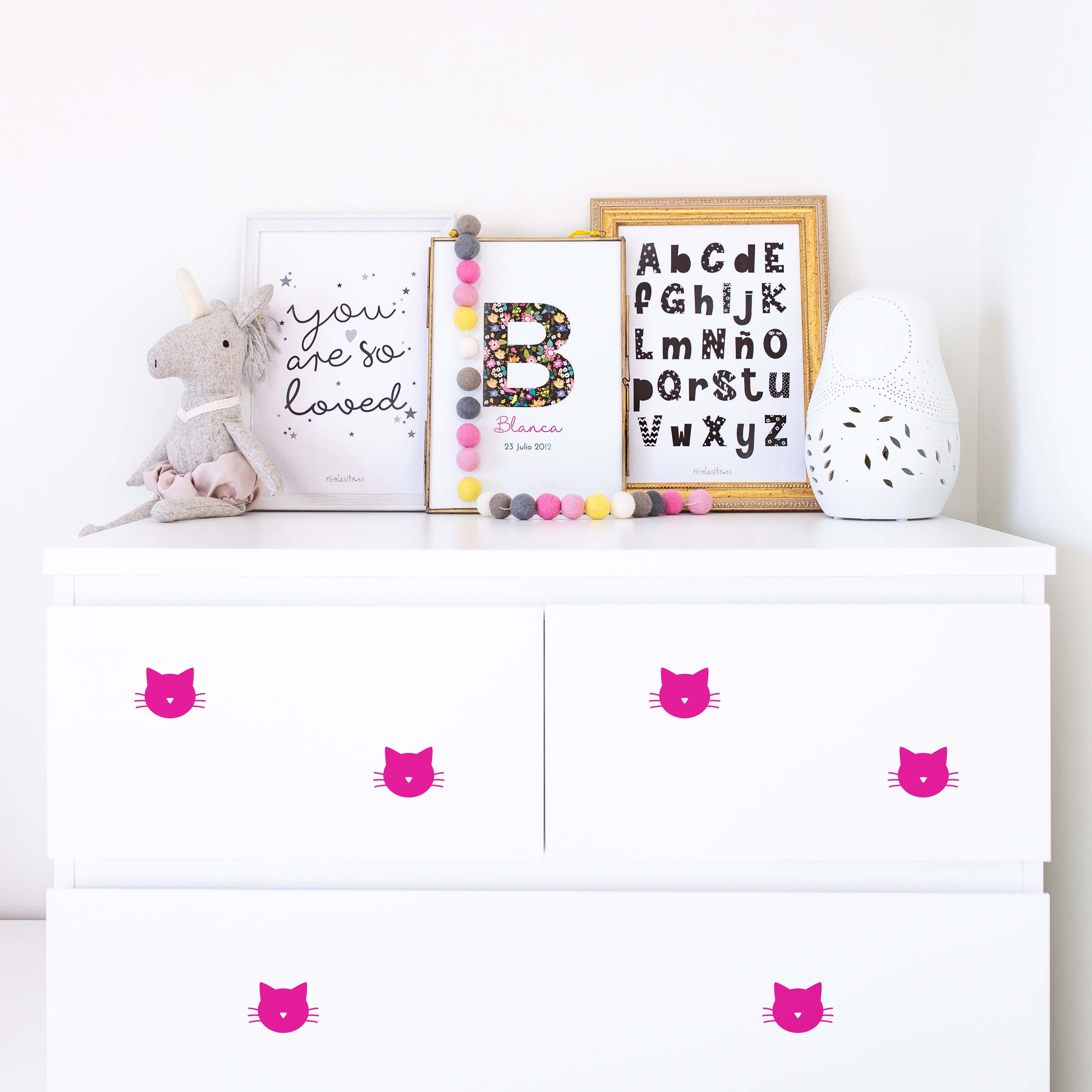 Vinilo pared gatitos removible y fácil de aplicar en dormitorios de niños - Nicolasito.es #color_Fucsia