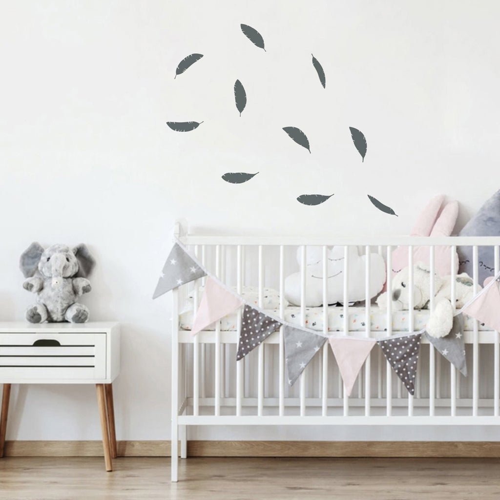 Vinilo decorativo plumas adhesivas para pared con diseño elegante y delicado - Nicolasito.es #color_Gris oscuro