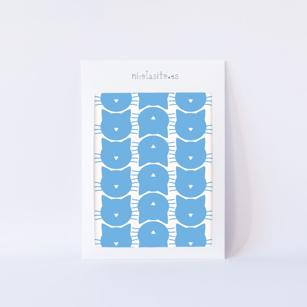 Packaging del vinilo decorativo gatitos en su presentación original - Nicolasito.es #color_Azul