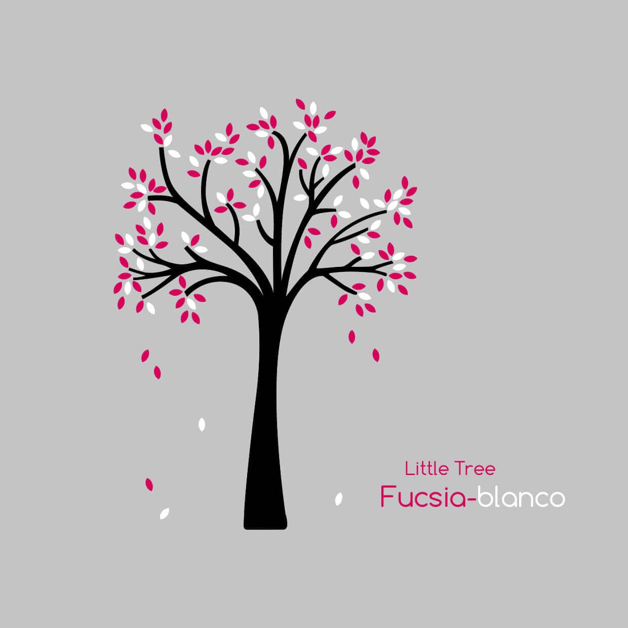 vinilo árbol pequeño de hojas fucsias y blancas de nicolasito #color_Arbol hojas Fucsia Blanco