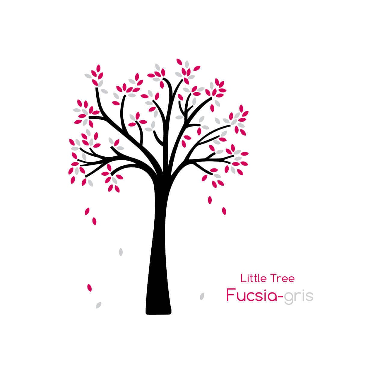 vinilo árbol pequeño de hojas fucsias y grises de nicolasito #color_Arbol hojas Fucsia Gris