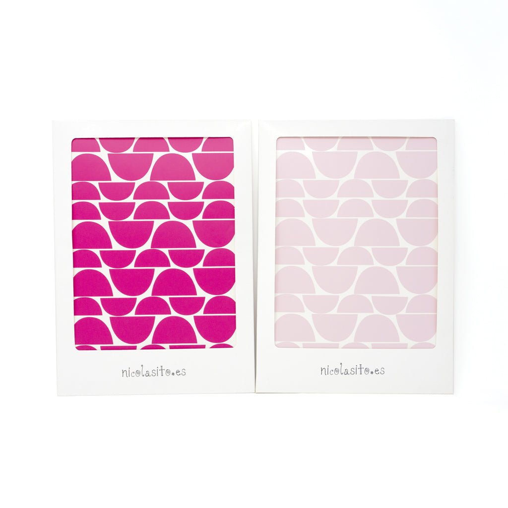 Caja protectora del vinilo pared mini medias lunas adhesivo en color rosa y en color fucsia - Nicolasito.es #color_Fucsia