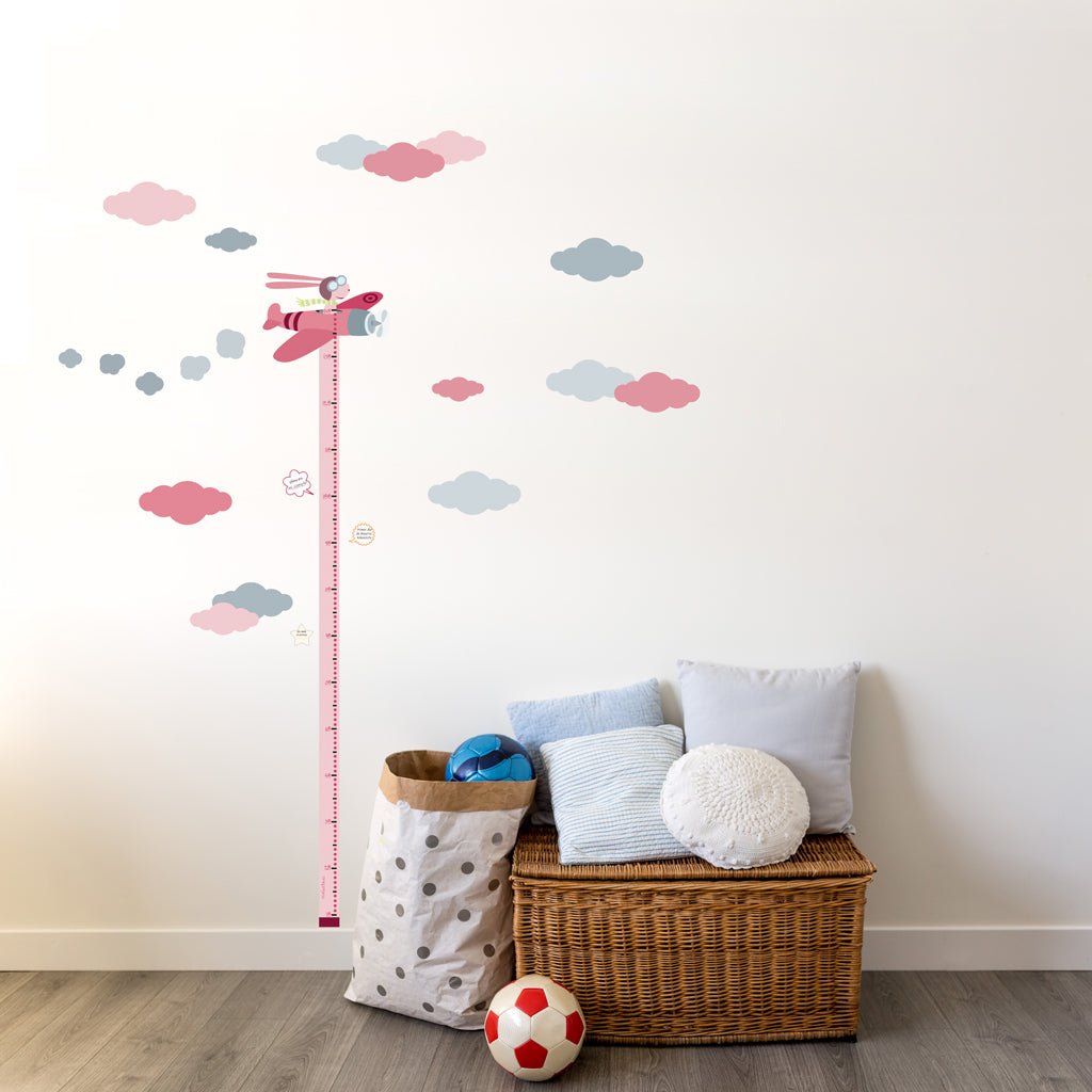 Comprar medidor infantil vinilo de pared aviador #color_Rosa