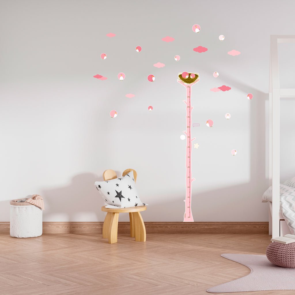 Vinilo medidor decoración de pared infantil Nido