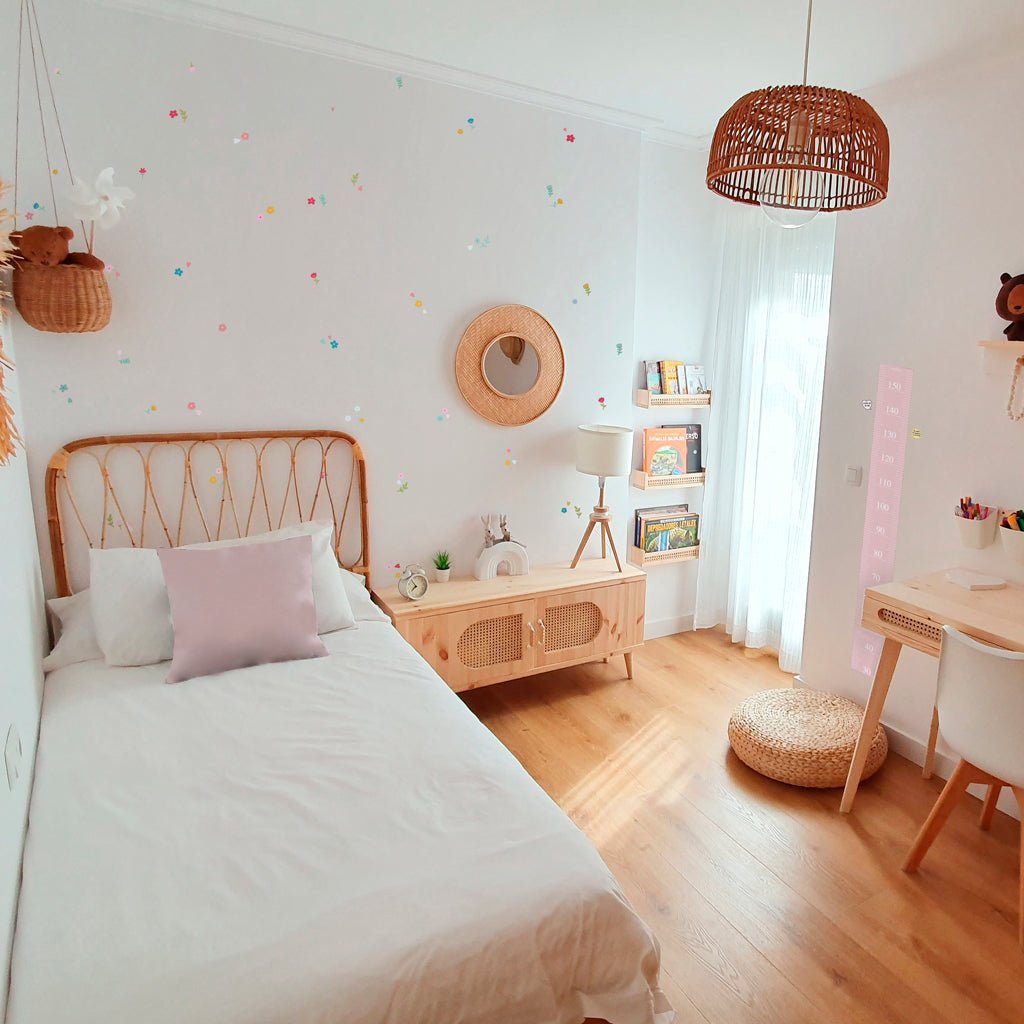 Ideas decoración cuarto infantil vinilo de pared flores y vinilo medidor infantil #color_Rosa
