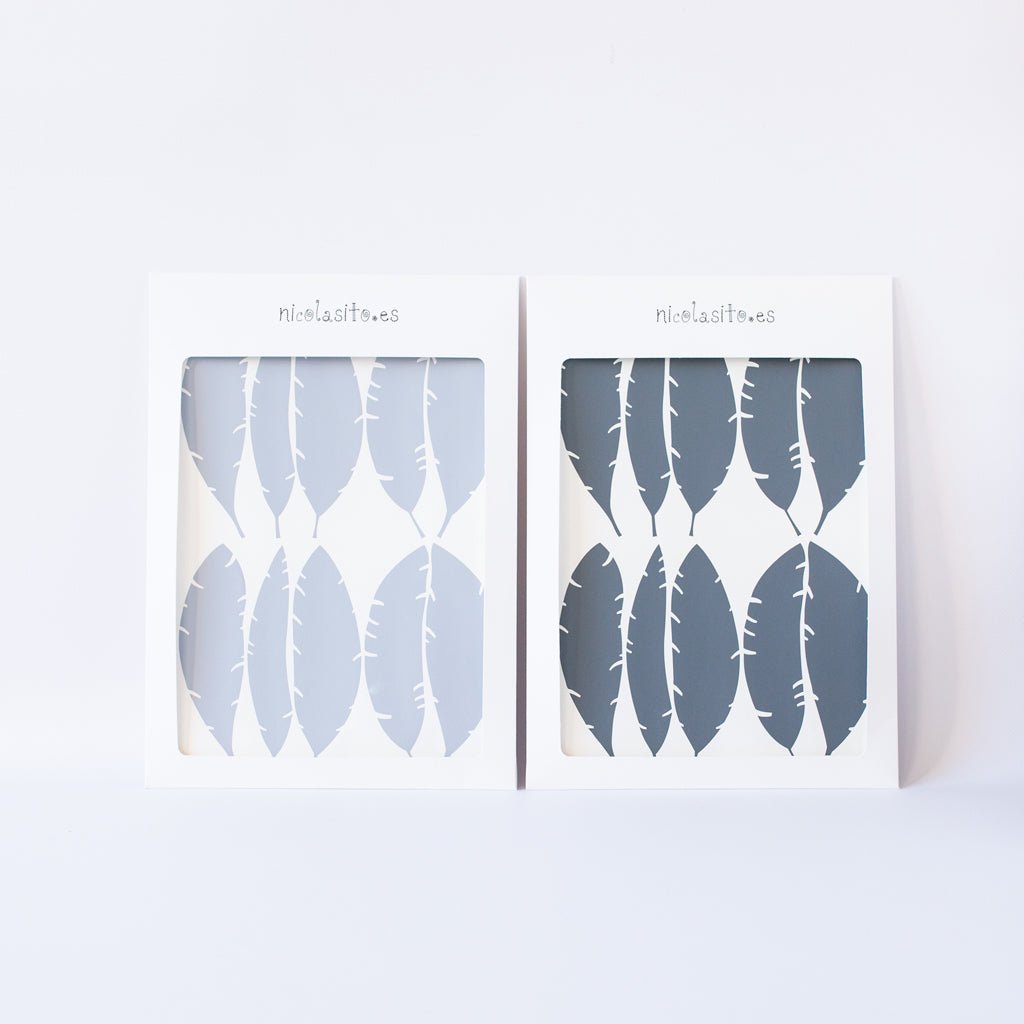 Fotografía del embalaje del vinilo decorativo plumas en caja sellada - Nicolasito.es #color_Gris oscuro