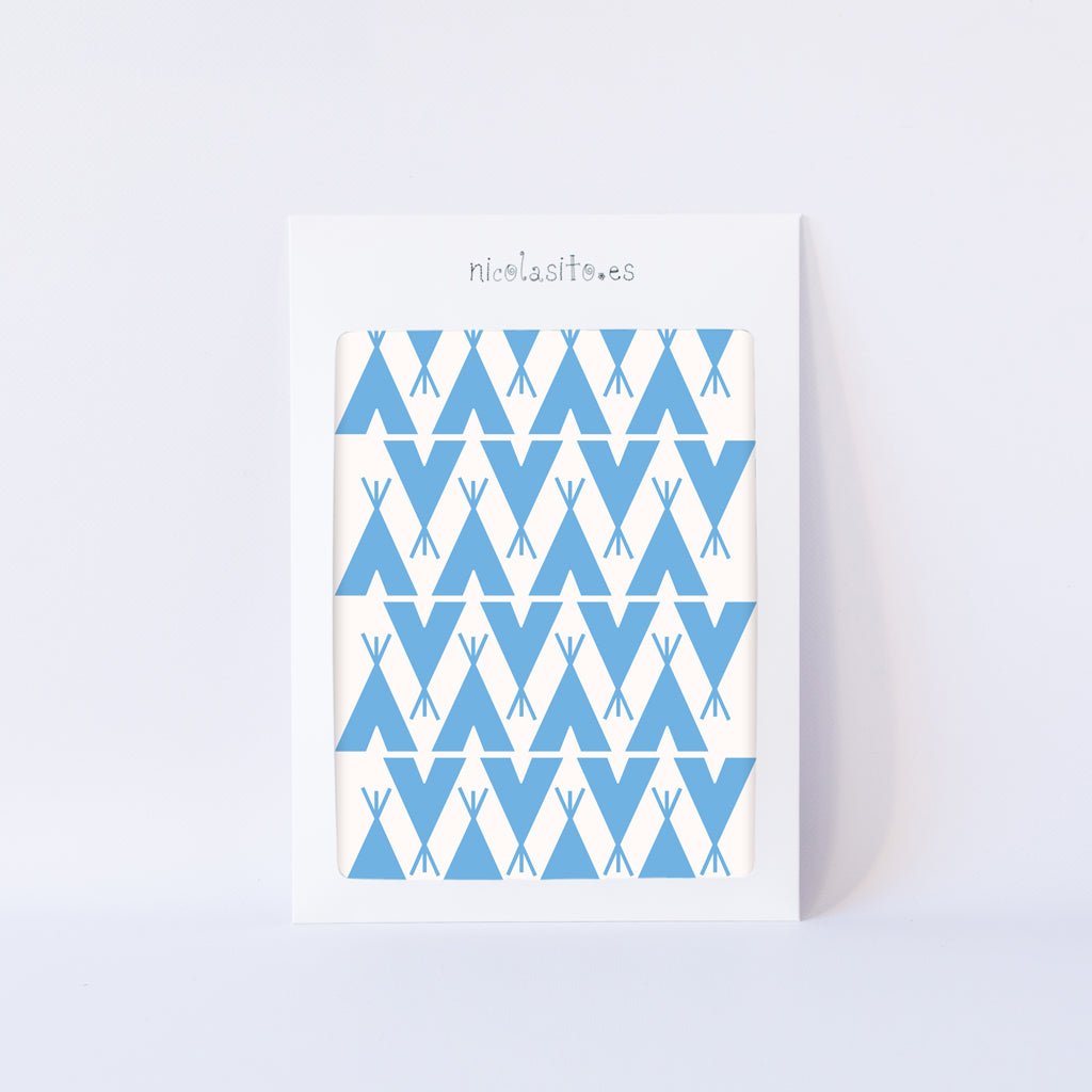 Packaging del vinilo decorativo mini tipis en color azul en su presentación original - Nicolasito.es #color_Azul