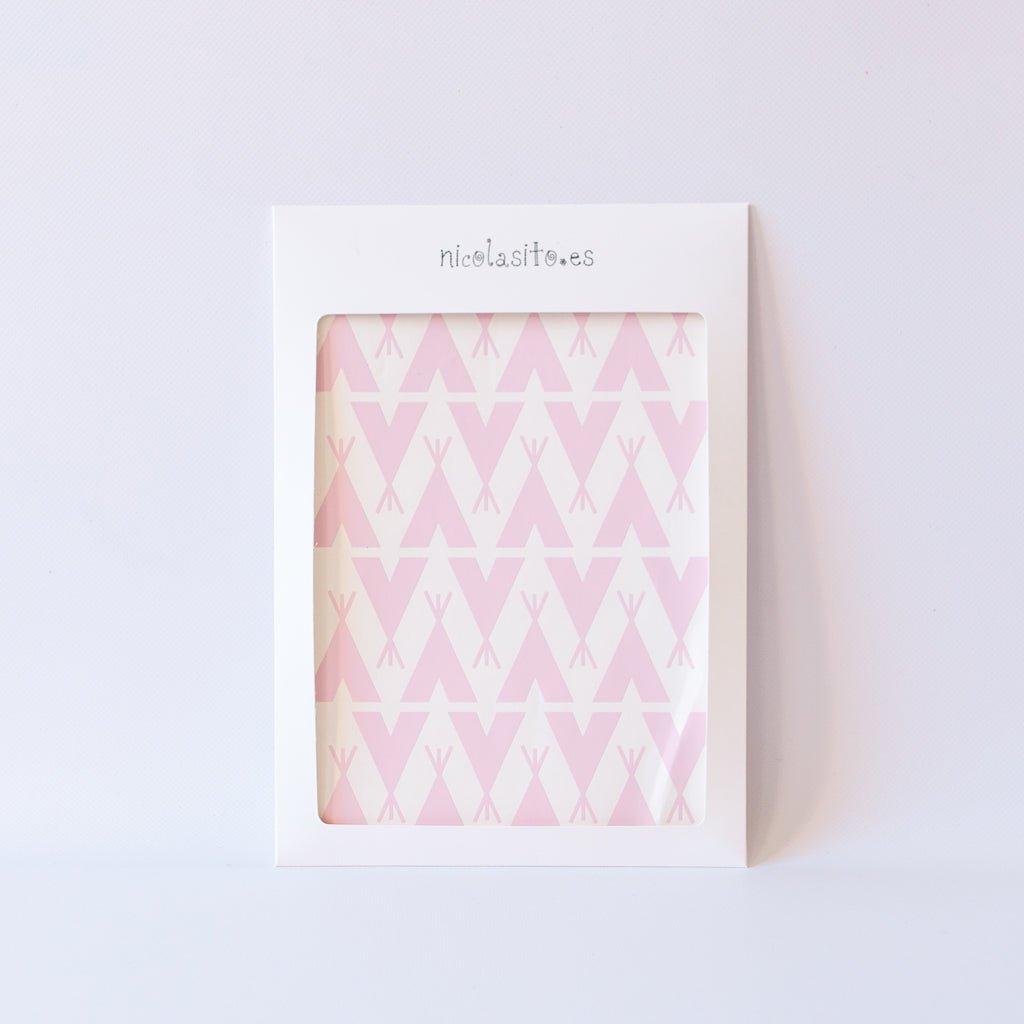 Caja del vinilo pared mini tipis con diseño infantil geométrico - Nicolasito.es #color_Rosa
