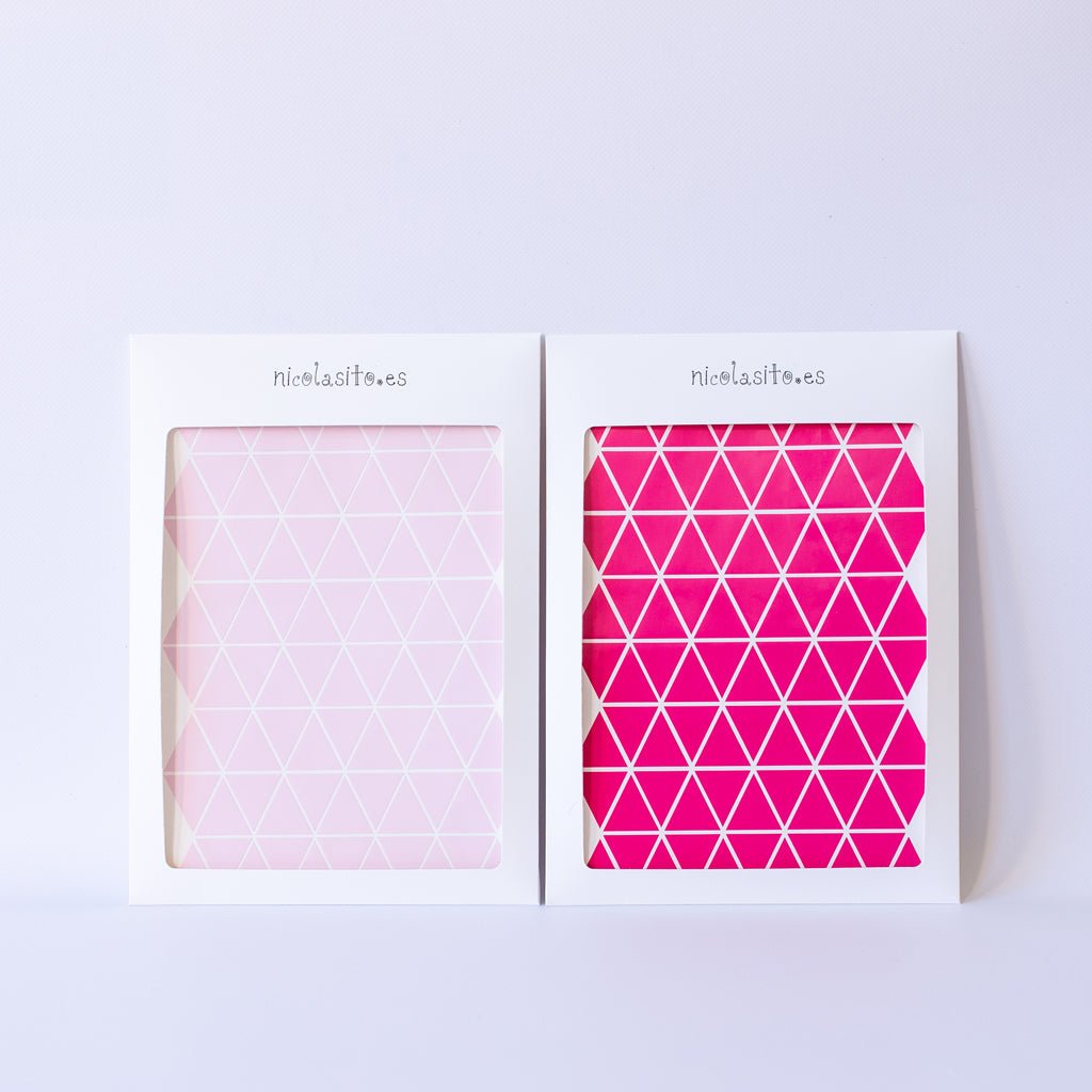 Vinilo mini triángulos rosa y fucsia Nicolasito #color_Fucsia