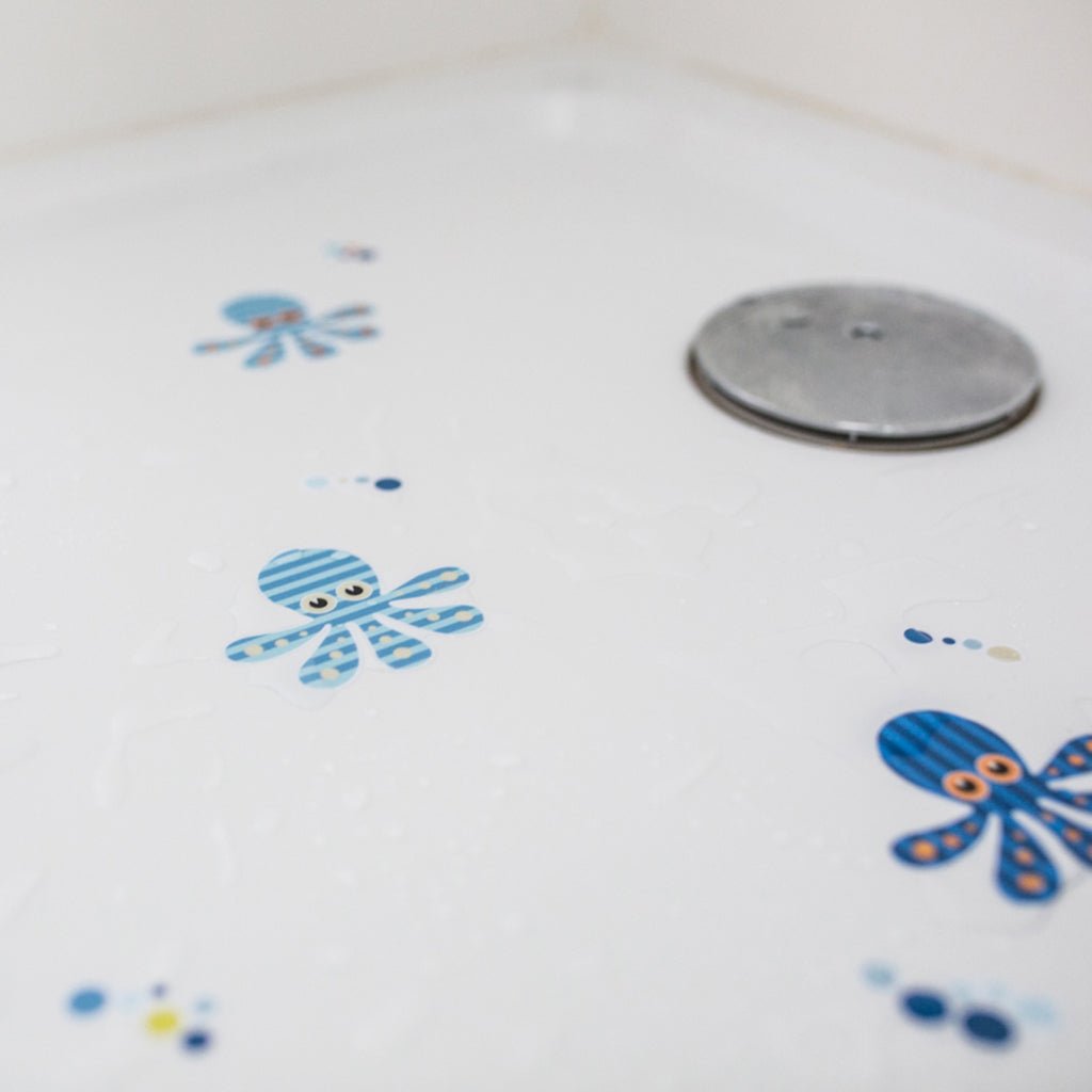Set de 15 pegatinas antideslizantes de pulpos azules y rosa para baño, vinilos adhesivos de seguridad para niños y bebés - Nicolasito.es #color_Azul
