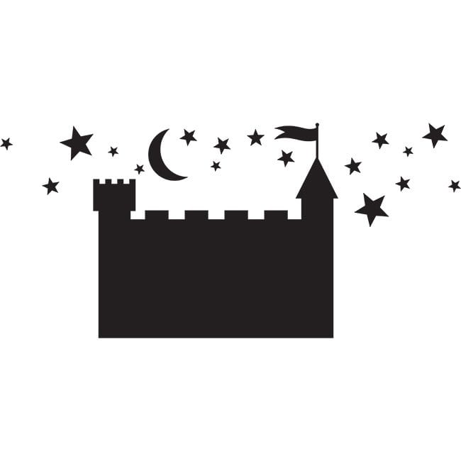 Detalle del diseño de la Pizarra Castillo, pizarra adhesiva infantil con forma de castillo ideal para dibujar y decorar paredes infantiles - Nicolasito.es