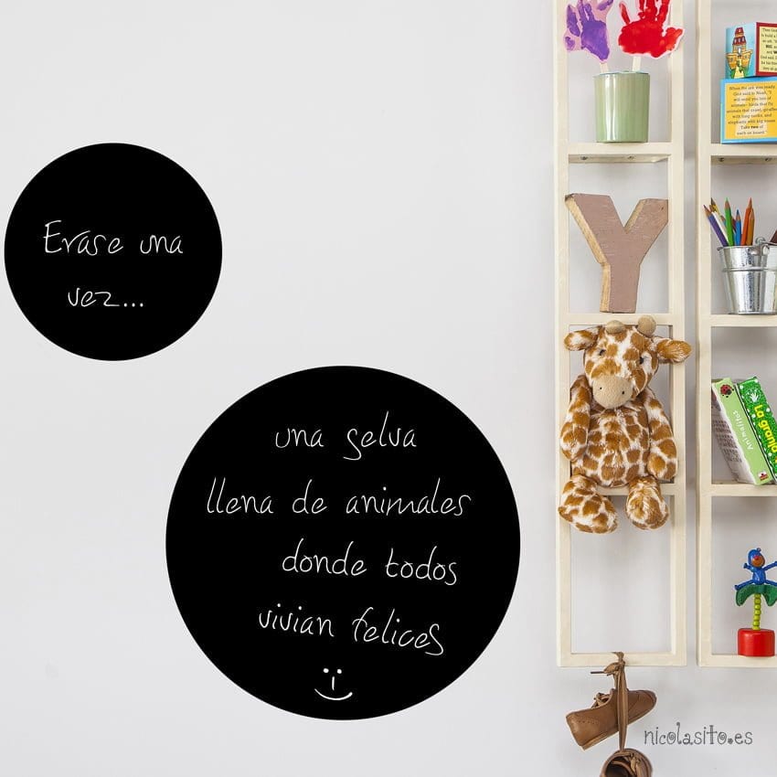 Pizarra de pared redonda mediana, vinilo decorativo y educativo para niños, perfecta para zonas de juegos o estudios - Nicolasito.es #medidas_Mediana