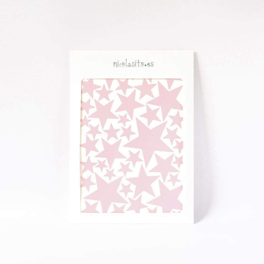 Imagen de presentación del vinilo decorativo de estrellas mix rosa en su packaging de envío original - Nicolasito.es #color_Rosa