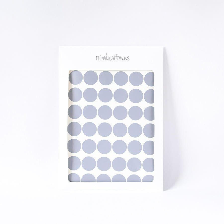 Detalle del paquete de vinilo decorativo topitos lunares de 3 cm antes de abrir - Nicolasito.es #color_Gris claro