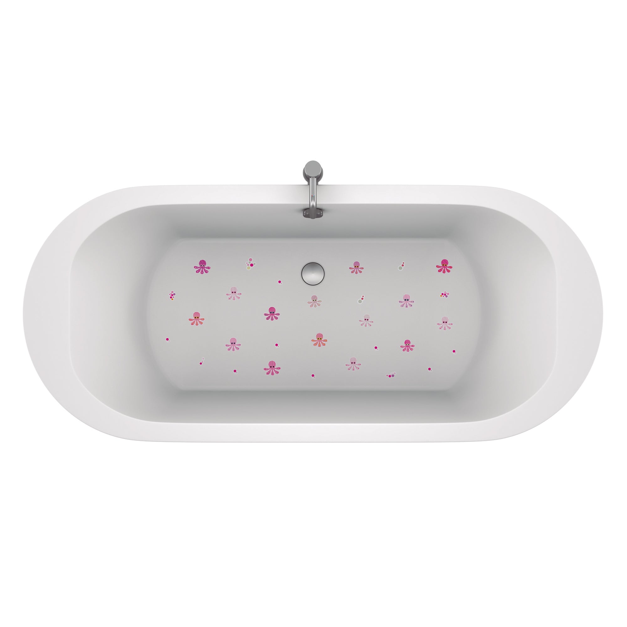 Aplicación fácil de pegatinas antideslizantes de pulpos rosa en bañera, vinilos infantiles para baño seguro - Nicolasito.es  #color_Rosa