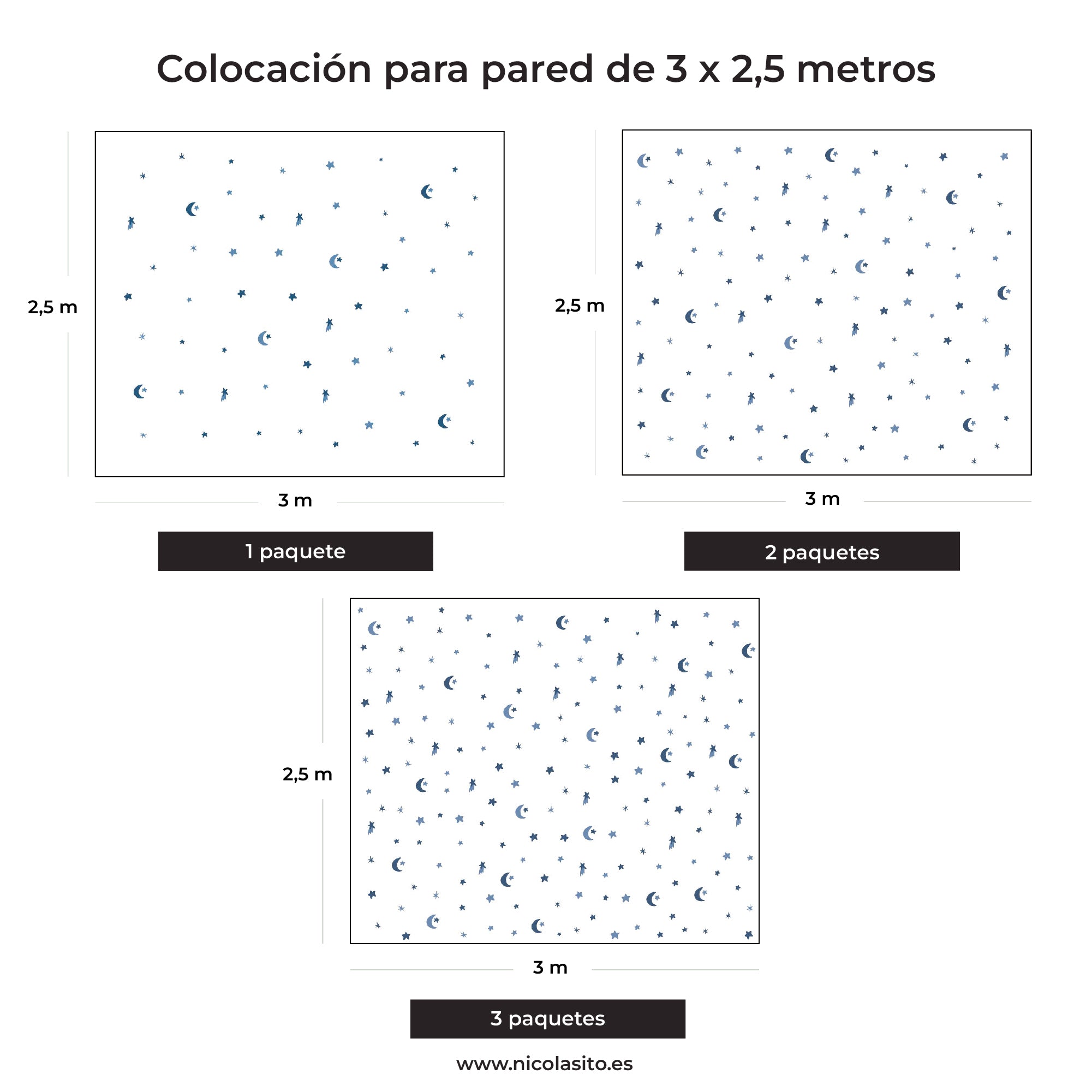 vinilo estrellas luna infantil marrón para decorar dormitorio infantil Nicolasito