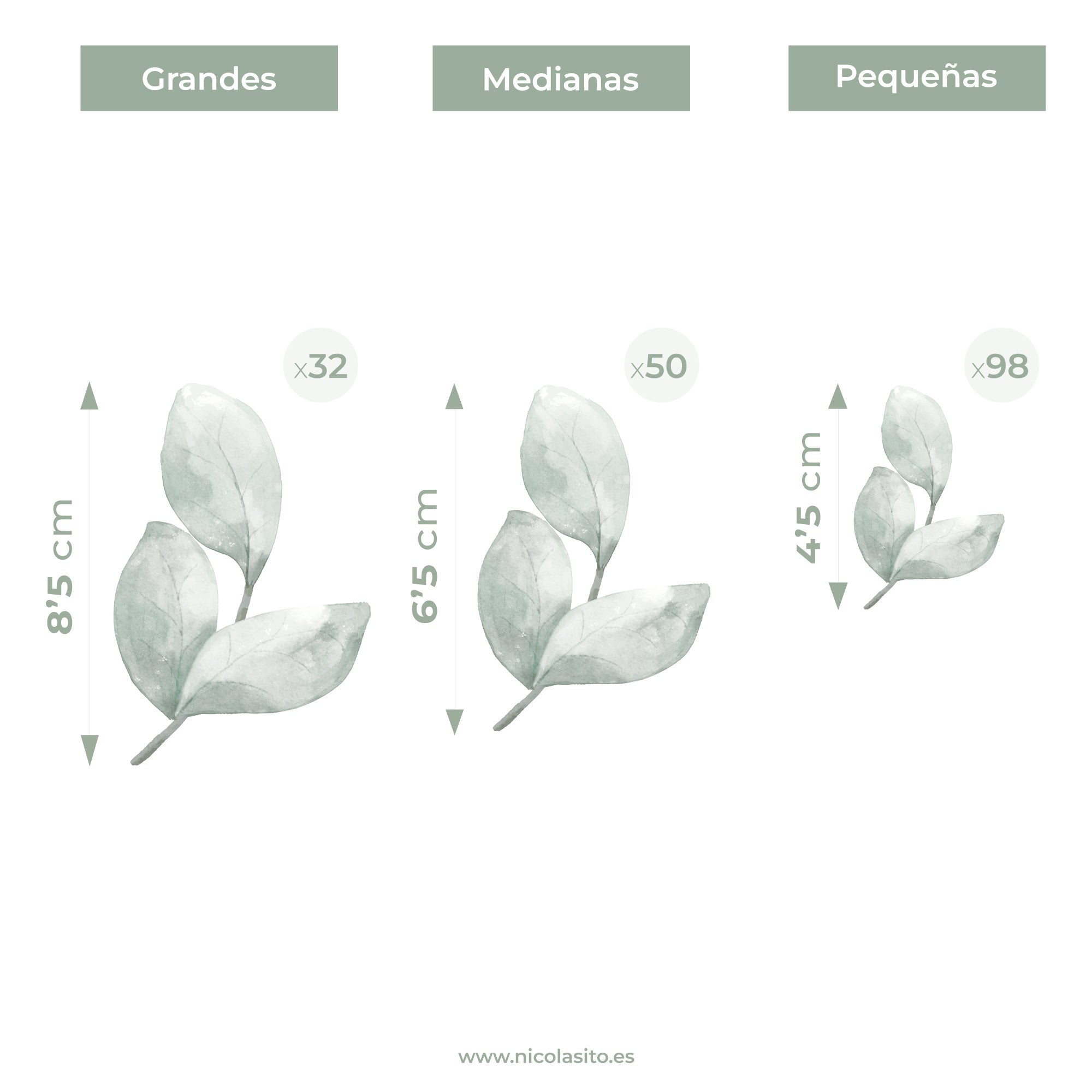 comprar vinilo decorativos para paredes en forma de plantas mini estilo bohemio y color verde