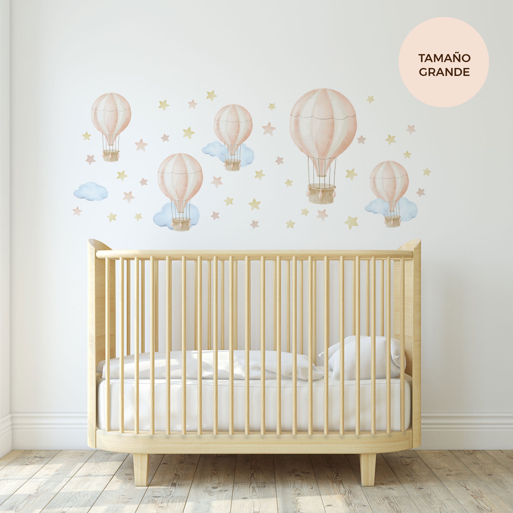 comprar vinilo decorativo para paredes dormitorio infantil con forma de globo aerostático y acabado acuarela #comprar vinilo decorativo para paredes dormitorio infantil con forma de globo aerostático y acabado acuarela #color_Globos rosa