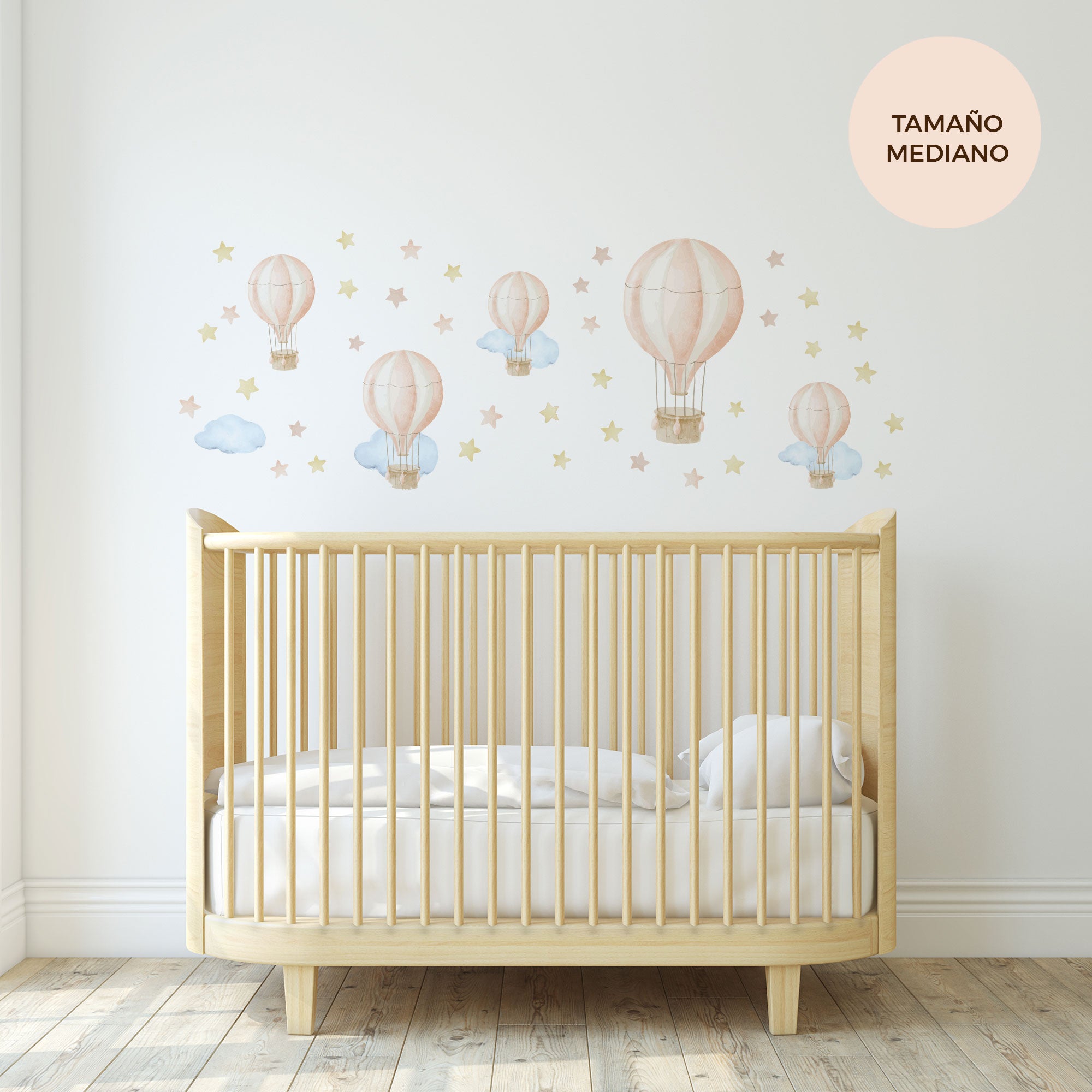 comprar vinilo decorativo para paredes dormitorio infantil con forma de globo aerostático y acabado acuarela comprar vinilo decorativo para paredes dormitorio infantil con forma de globo aerostático y acabado acuarela #color_Globos rosa