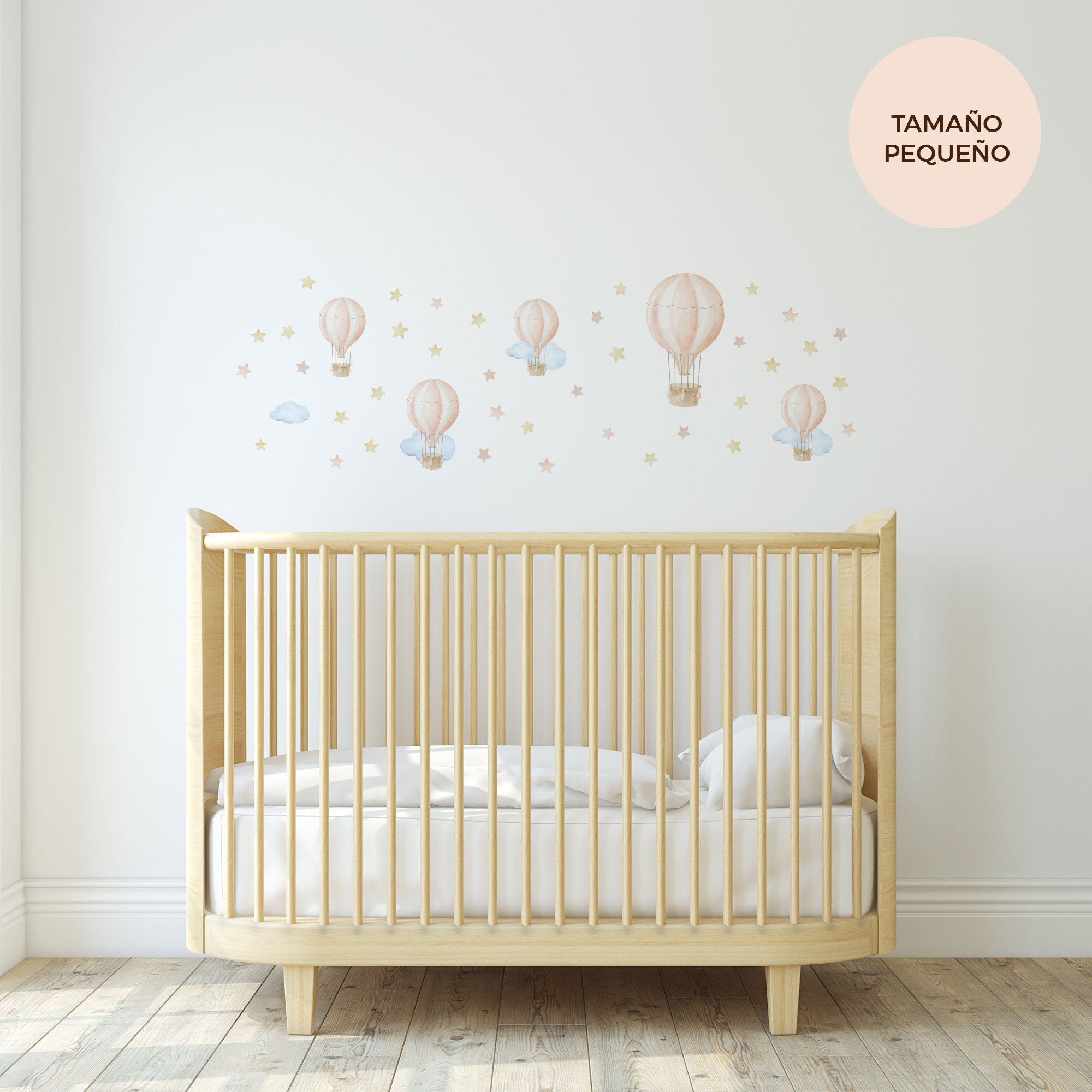 comprar vinilo decorativo para paredes dormitorio infantil con forma de globo aerostático y acabado acuarela #color_Globos rosa