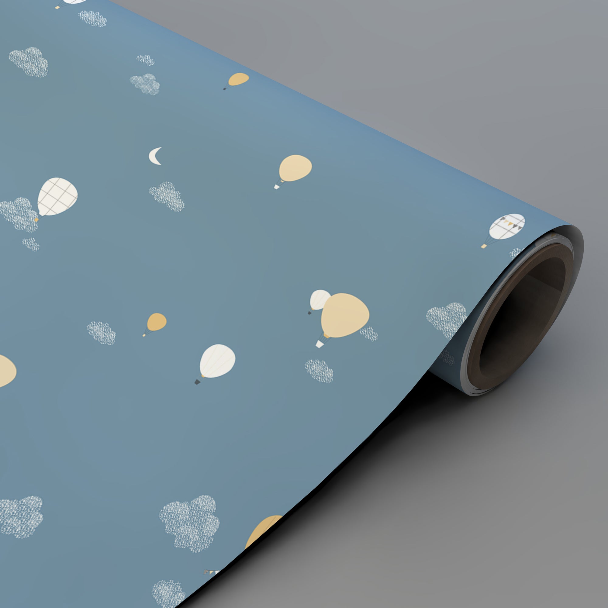 Rollo de papel pintado globos azul decoración pared dormitorio infantil - Nicolasito.es #color_Globos-azul
