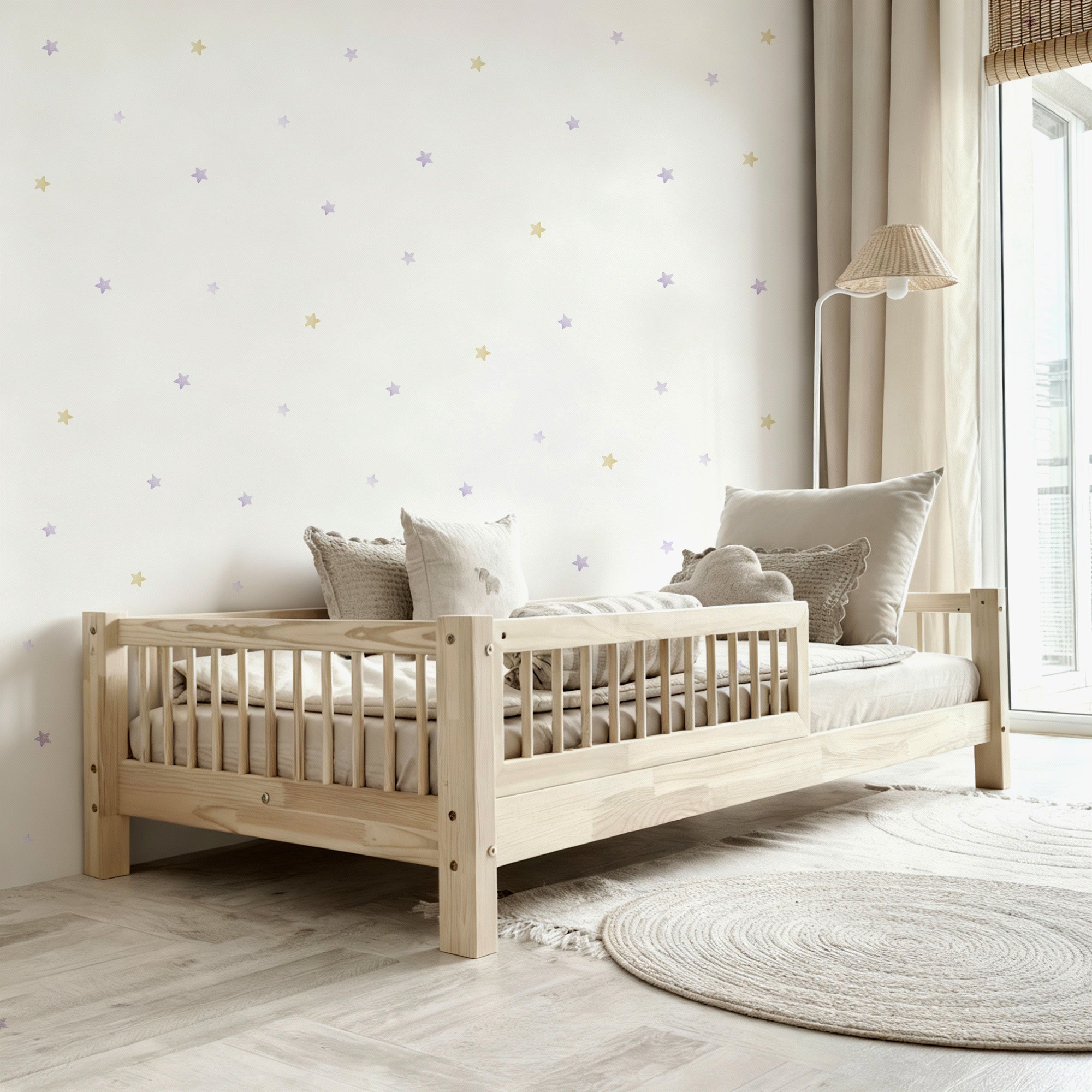 Cama Nórdica Natural con patas de 10 cm, diseño infantil de madera en estilo escandinavo - Nicolasito.es #Altura de las piernas_10 centímetros