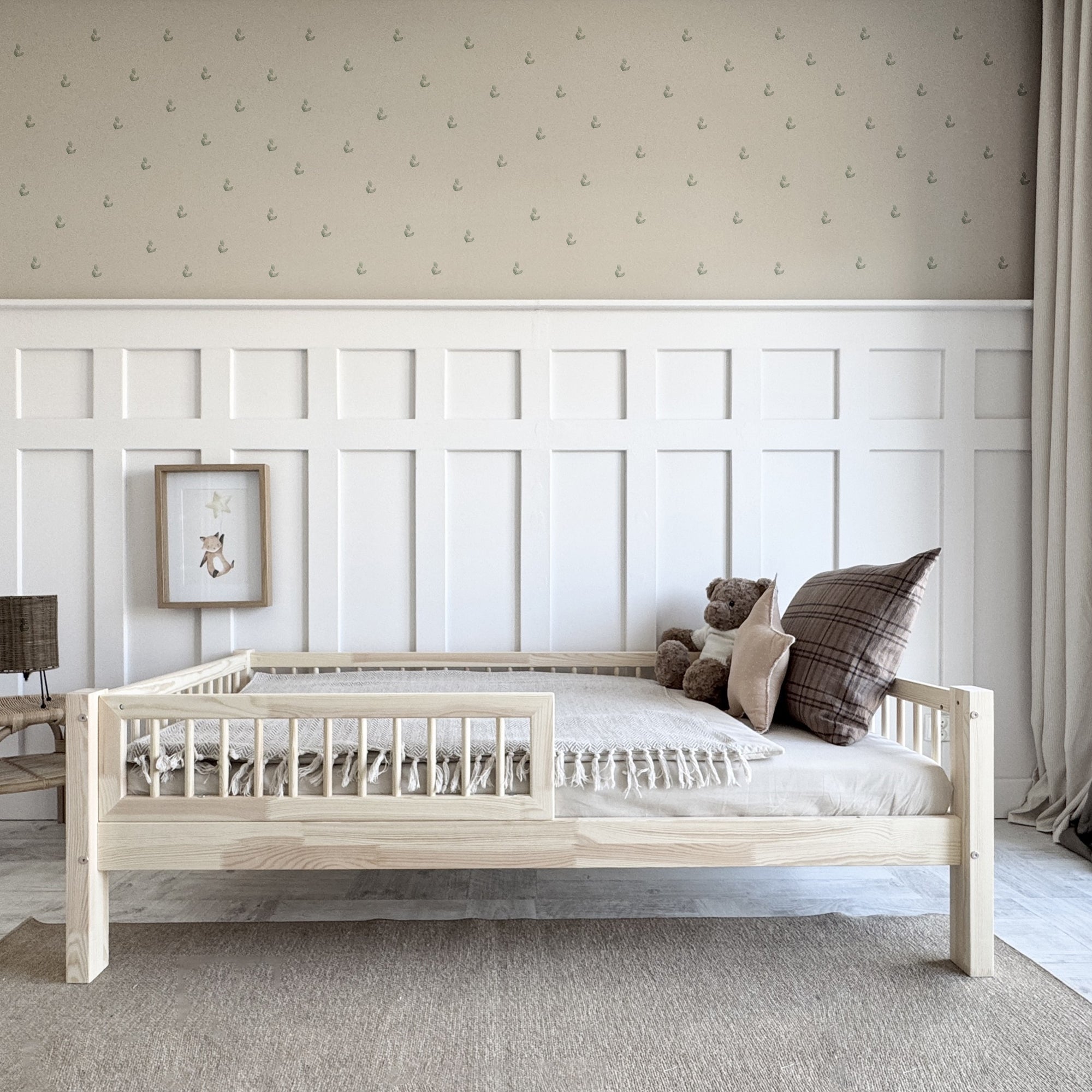 Cama Nórdica Natural con patas de 19 cm, diseño elevado en madera de estilo escandinavo - Nicolasito.es #Altura de las piernas_19 centímetros