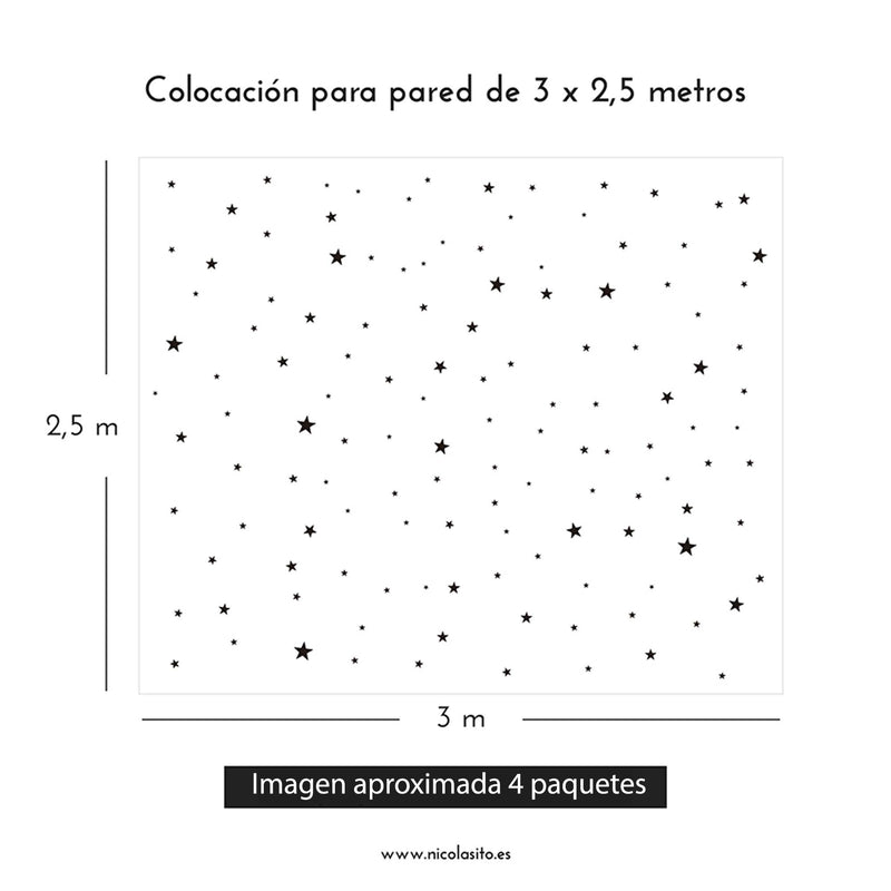 Colocación pared Vinilo Estrellas Mix