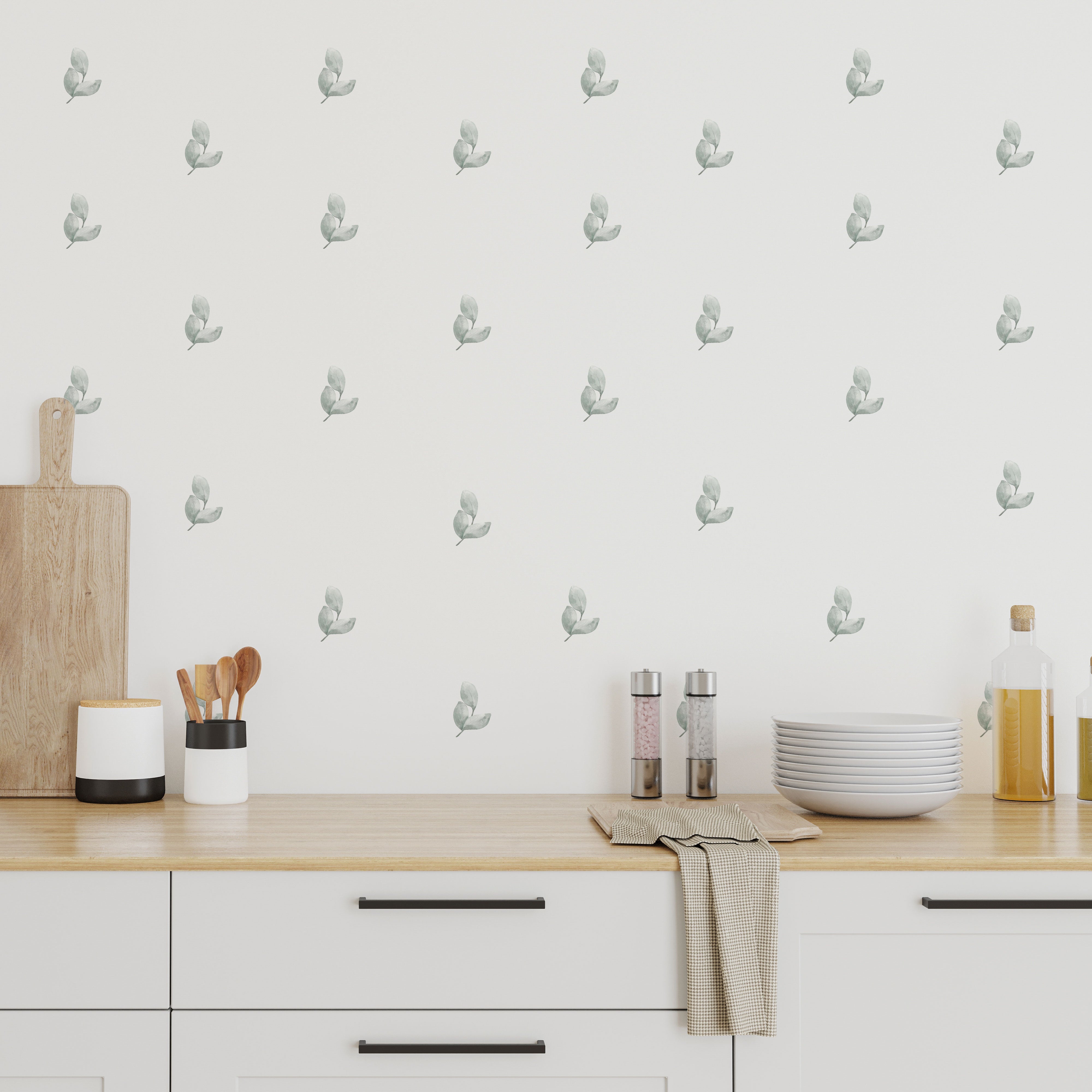comprar vinilo decorativos para paredes en forma de plantas mini estilo bohemio y color verde #tamaño_Grande
