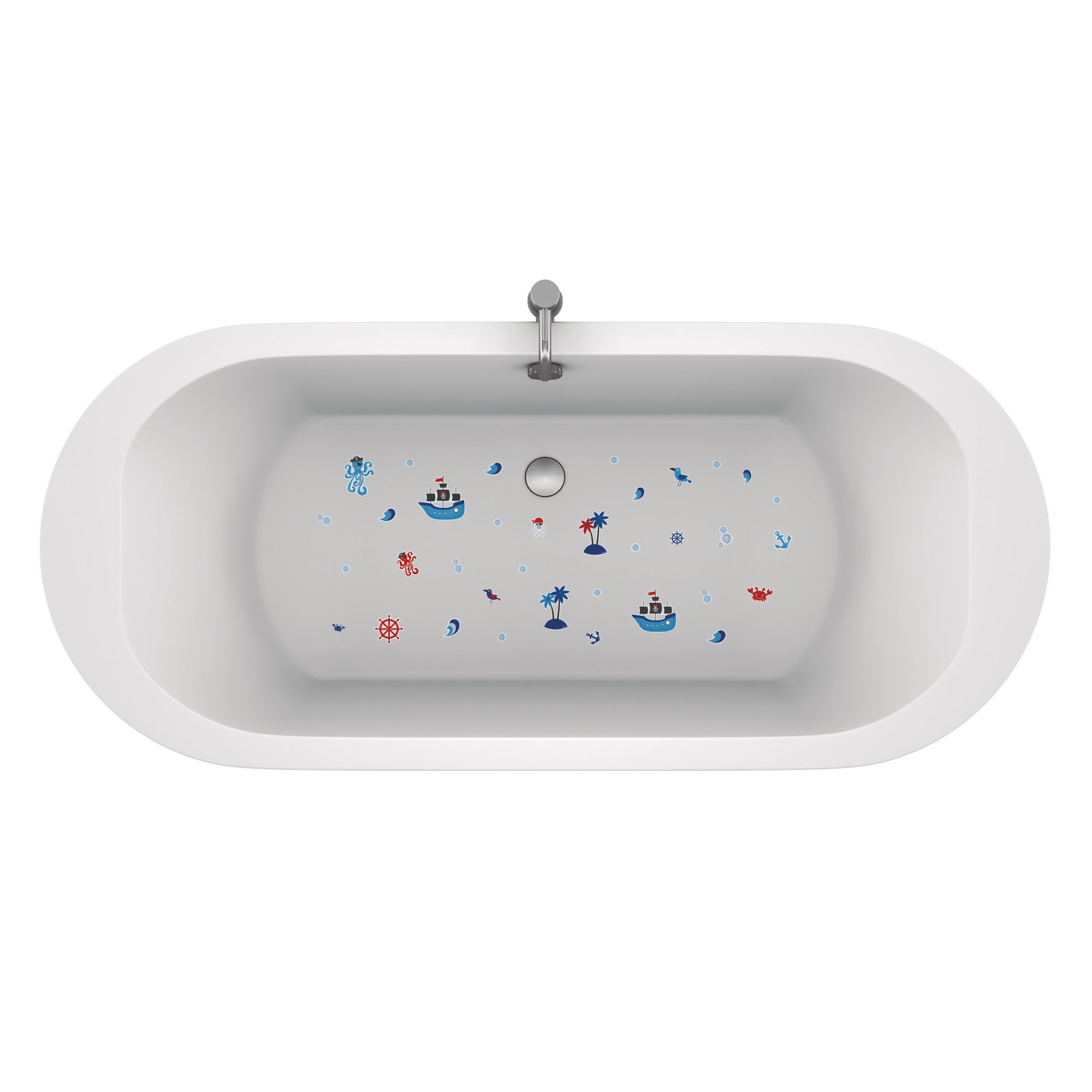 Pegatinas antideslizantes de piratas para bañeras, decoración segura para niños con barco pirata, cangrejos y más - Nicolasito.es