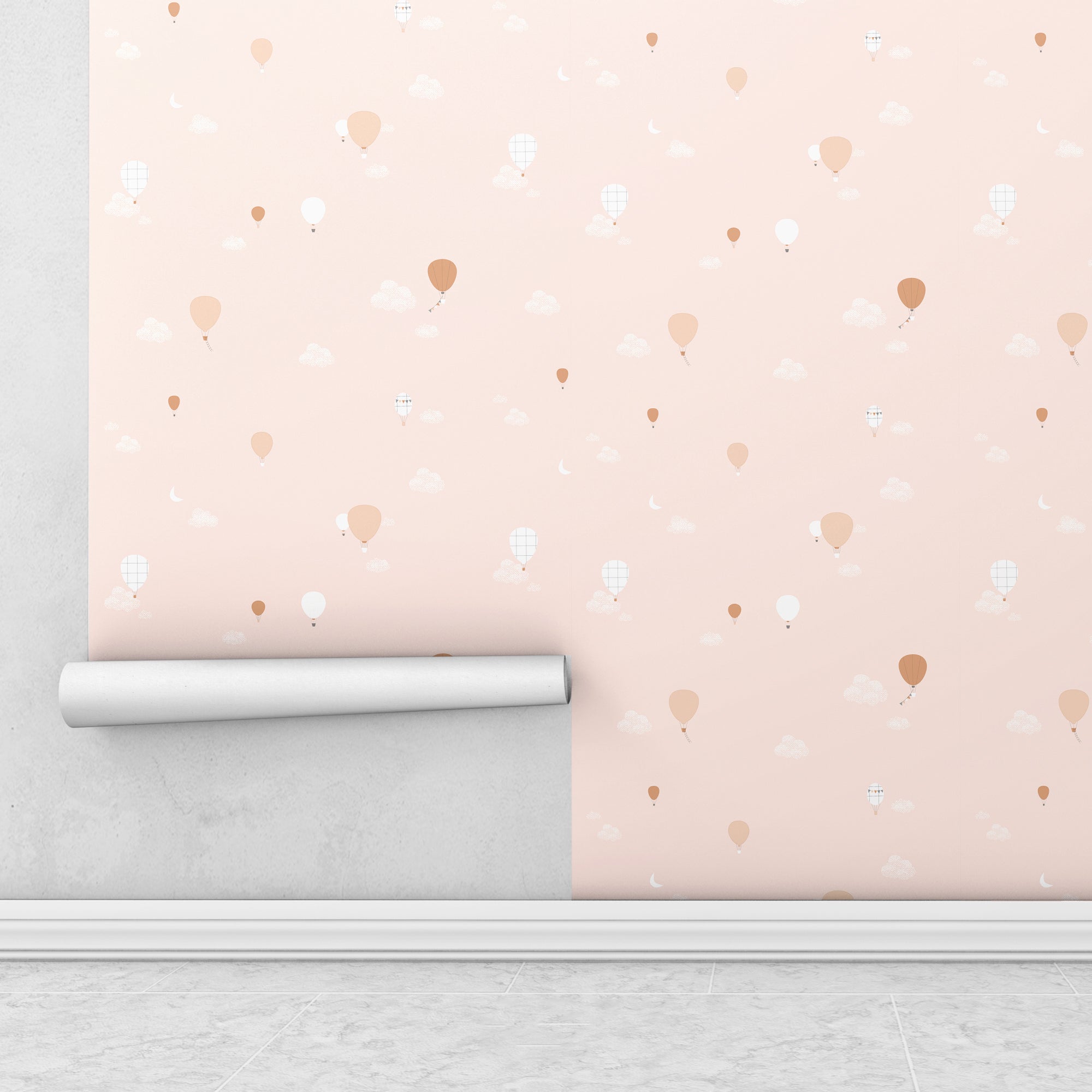 Imagen detallada de cómo color papel pintado mini globos en color rosa en pared de dormitorio infantil de niña - Nicolasito.es #color_Globos-rosa