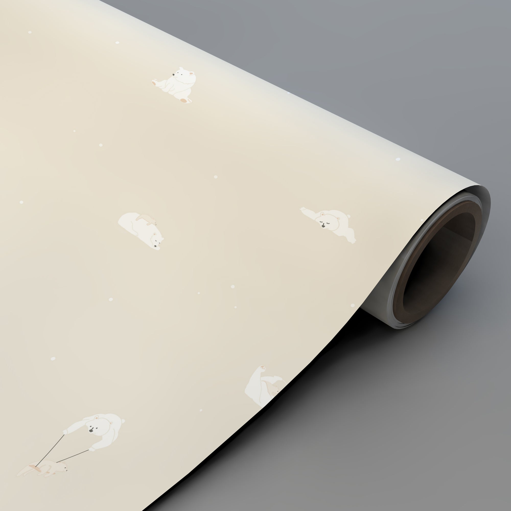 Rollo de papel pintado infantil mini osos beige para decoración de pared de dormitorio infantil - Nicolasito.es #color_oso-beige