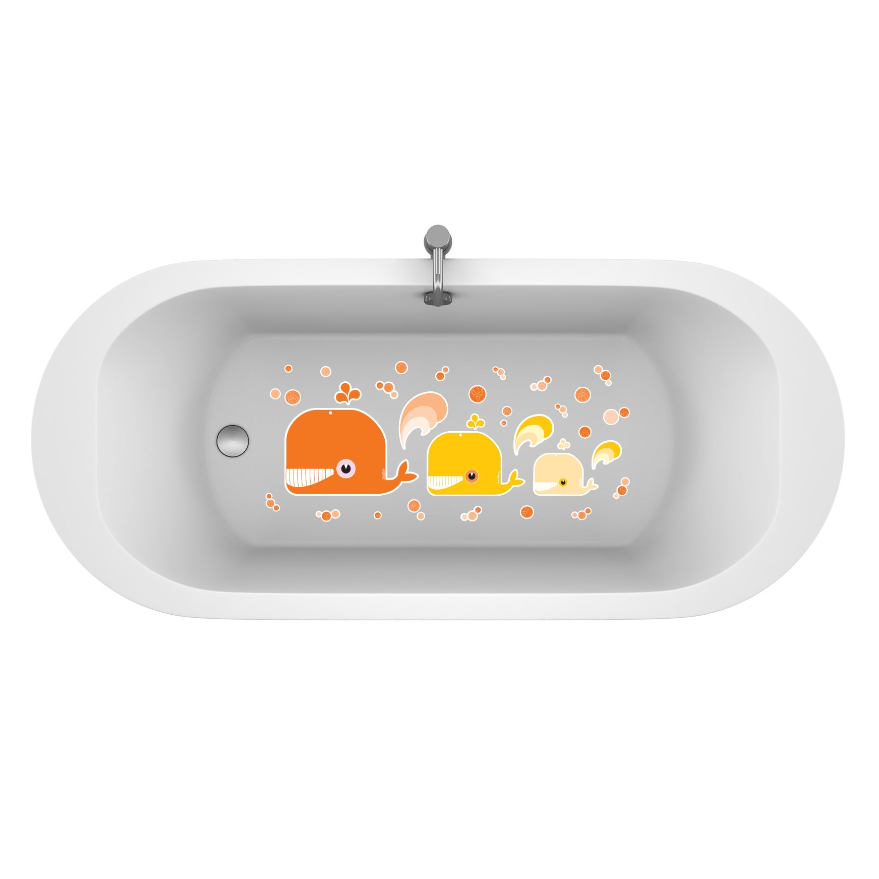 bañera con vinilos antideslizantes ballenas naranjas #color_naranja