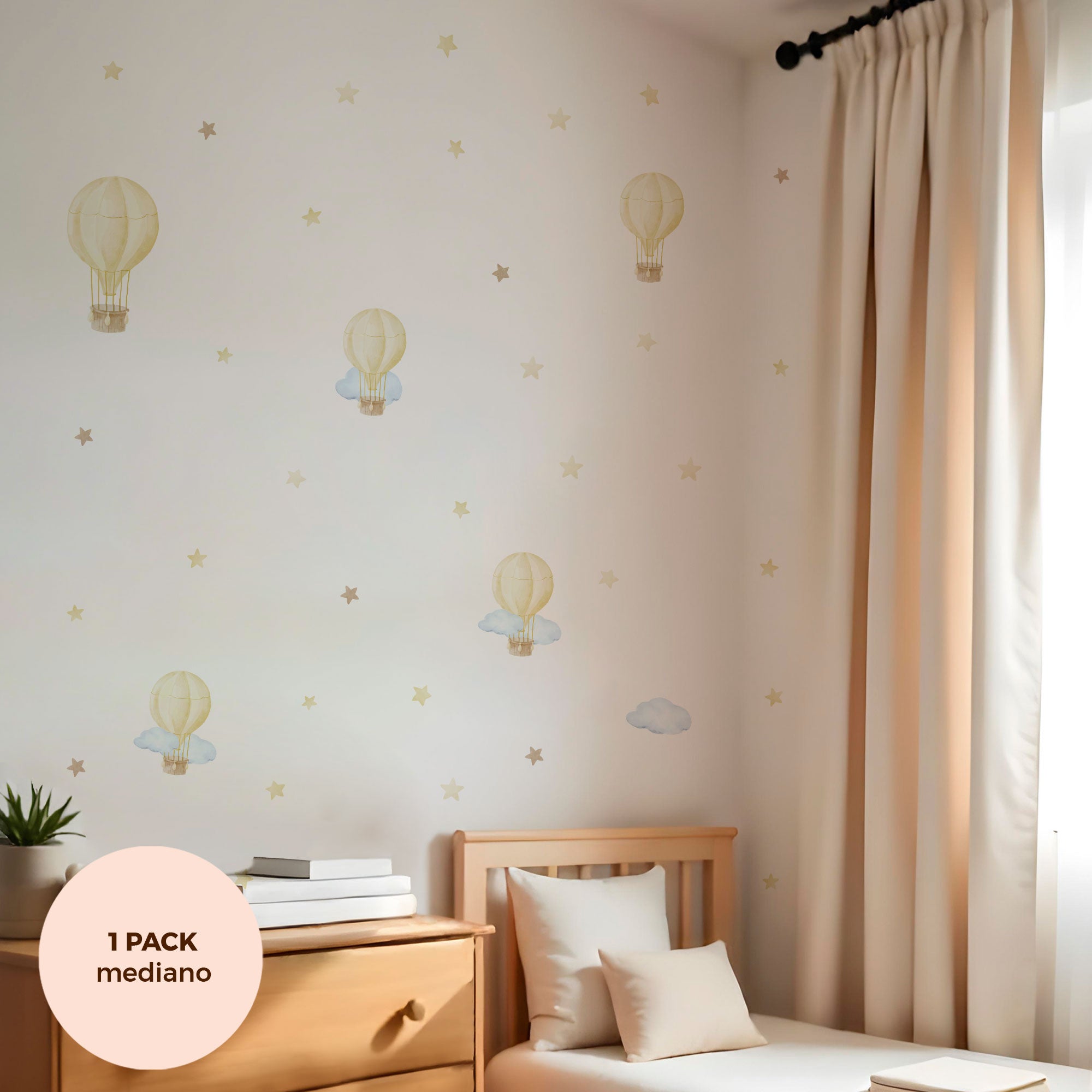 comprar vinilo decorativo para paredes dormitorio infantil con forma de globo aerostático y acabado acuarela #comprar vinilo decorativo para paredes dormitorio infantil con forma de globo aerostático y acabado acuarela #color_Globos amarillo
